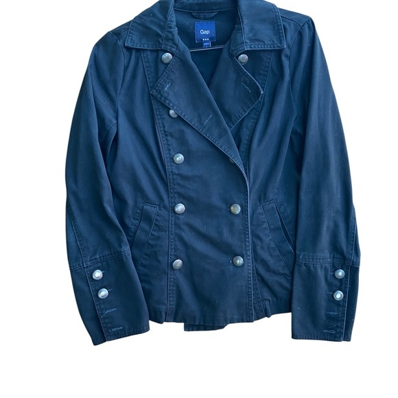 GAP Jackets & Blazers - GAP Blue Pea Coat Classic Design Structured Shoulders Small